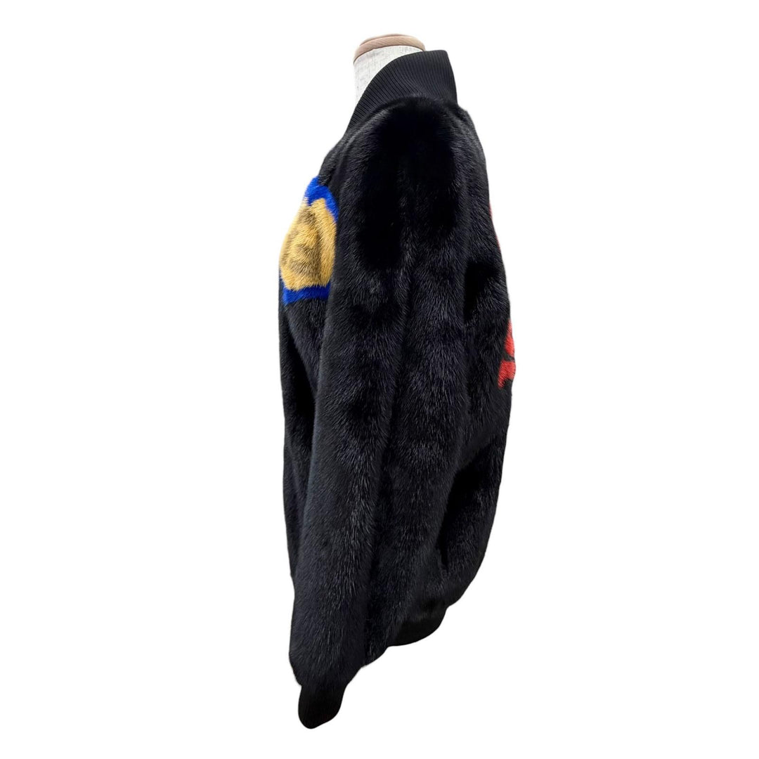 未使用品△FENDI フェンディ 2018年製 FNE20G A3G5 F13PQ FFロゴ ハートモチーフ ミンクファー ジップジャケット ブルゾン 黒 38 正規品