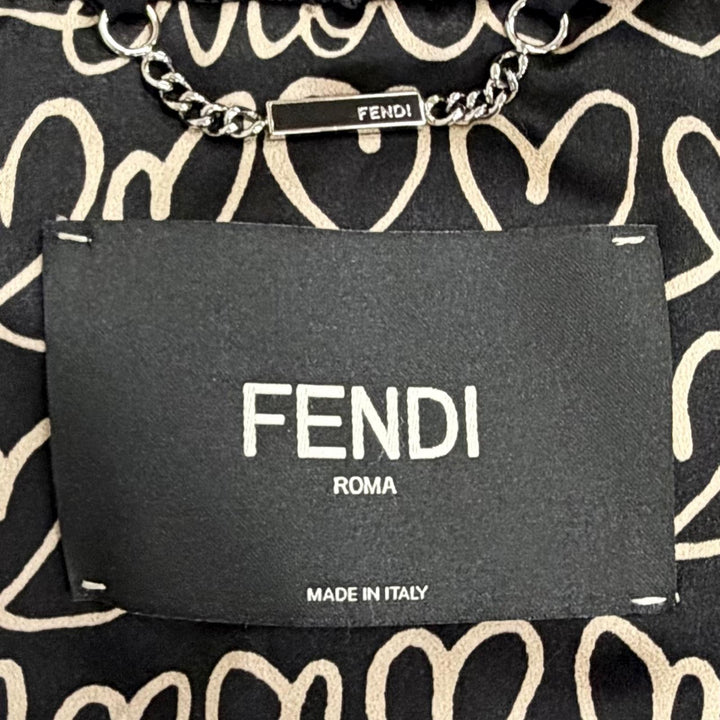 未使用品△FENDI フェンディ 2018年製 FNE20G A3G5 F13PQ FFロゴ ハートモチーフ ミンクファー ジップジャケット ブルゾン 黒 38 正規品