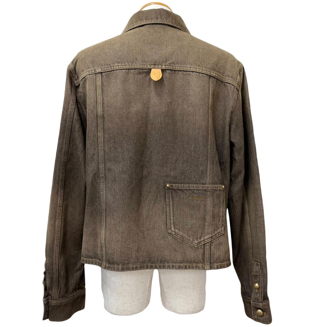 極美品□LOUIS VUITTON ルイヴィトン 26SS 1AJUEZ コーヒー インディゴ デニム ロングスリーブシャツ コーヒービーン 50 伊製 正規品