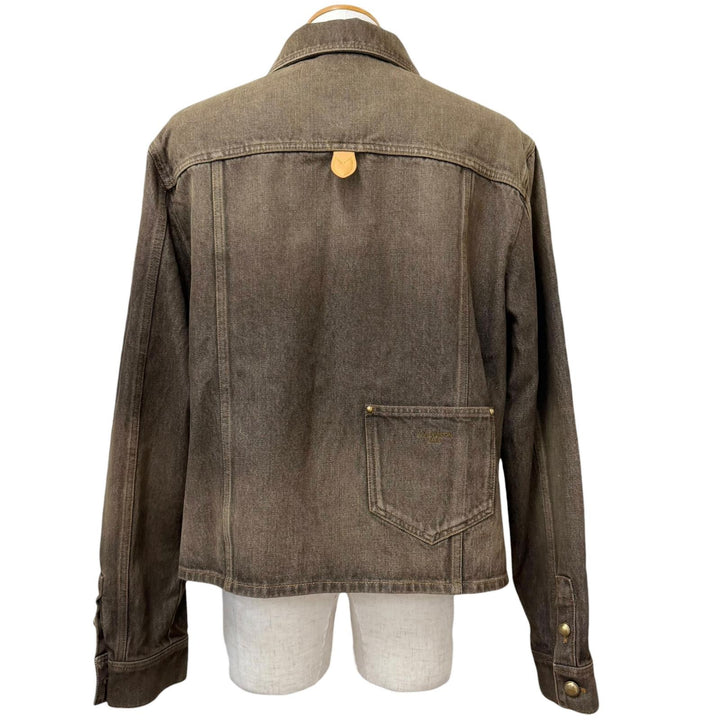 極美品□LOUIS VUITTON ルイヴィトン 26SS 1AJUEZ コーヒー インディゴ デニム ロングスリーブシャツ コーヒービーン 50 伊製 正規品