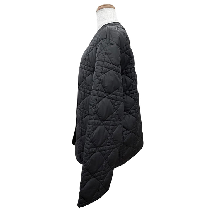 極美品△Christian Dior クリスチャンディオール 157C26A2827 マクロカナージュ ノーカラー キルティング ジャケット ブラック 38 正規品