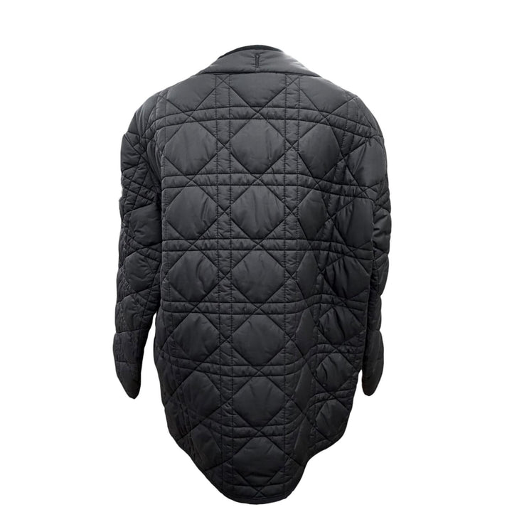 極美品△Christian Dior クリスチャンディオール 157C26A2827 マクロカナージュ ノーカラー キルティング ジャケット ブラック 38 正規品