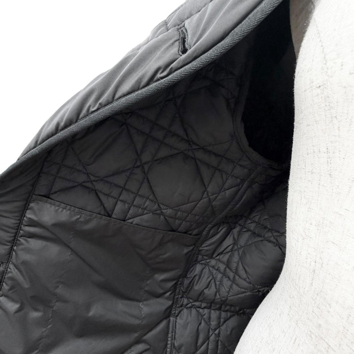 極美品△Christian Dior クリスチャンディオール 157C26A2827 マクロカナージュ ノーカラー キルティング ジャケット ブラック 38 正規品