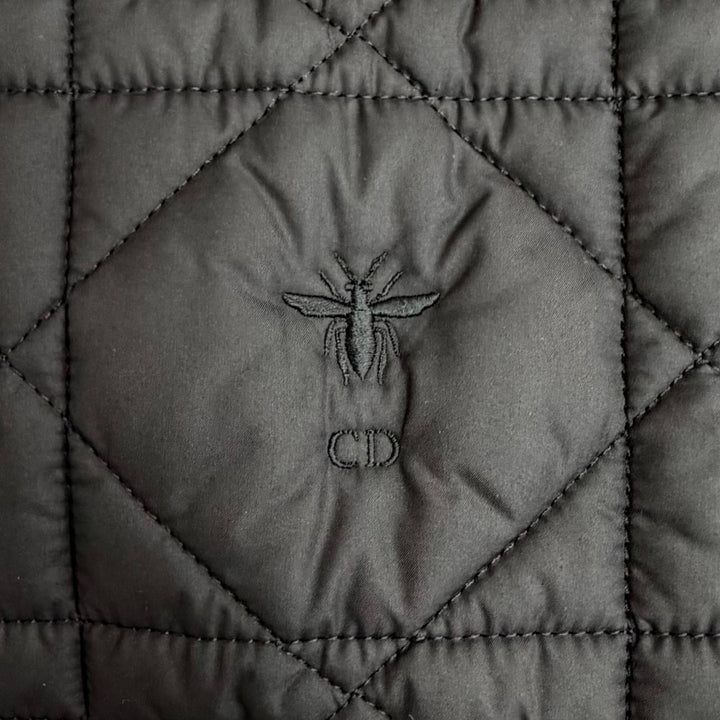 極美品△Christian Dior クリスチャンディオール 157C26A2827 マクロカナージュ ノーカラー キルティング ジャケット ブラック 38 正規品