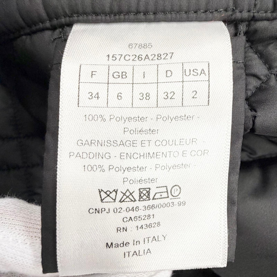 極美品△Christian Dior クリスチャンディオール 157C26A2827 マクロカナージュ ノーカラー キルティング ジャケット ブラック 38 正規品