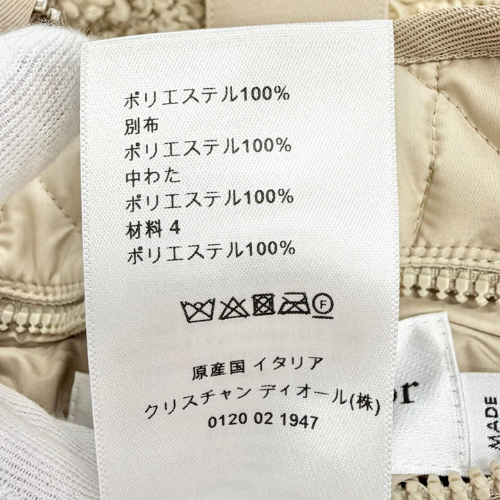 極美品△Christian Dior クリスチャンディオール 217G04A2827 マクロカナージュ ボア リバーシブルベスト ベージュ XS イタリア製 正規品