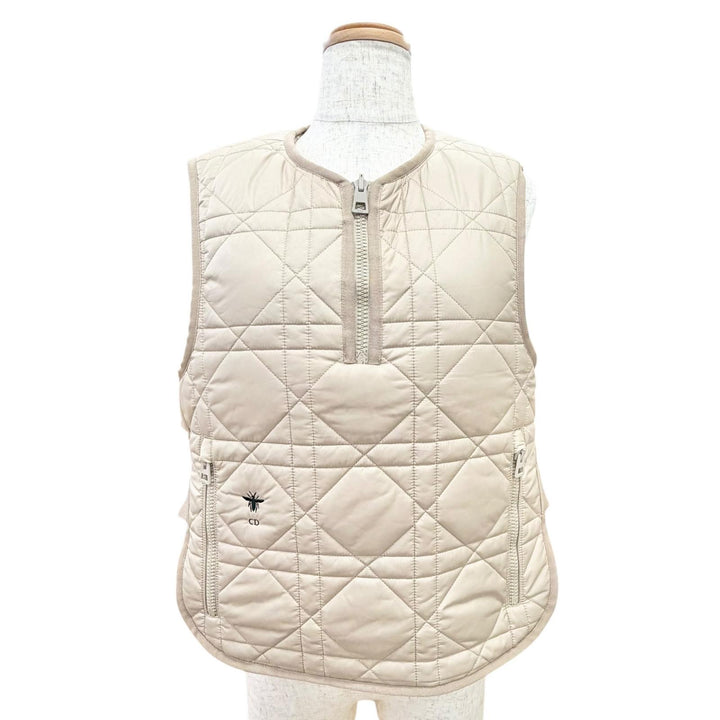 極美品△Christian Dior クリスチャンディオール 217G04A2827 マクロカナージュ ボア リバーシブルベスト ベージュ XS イタリア製 正規品