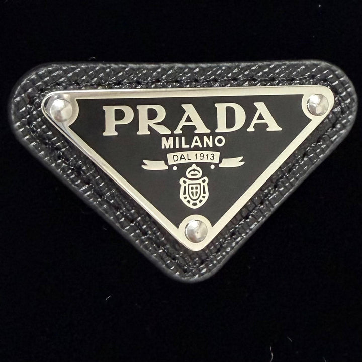 極美品△PRADA プラダ 2023年製 291805 トライアングルロゴ ベルベット クロップド 2WAY ダウンベスト ダウンジャケット 黒 36 正規品