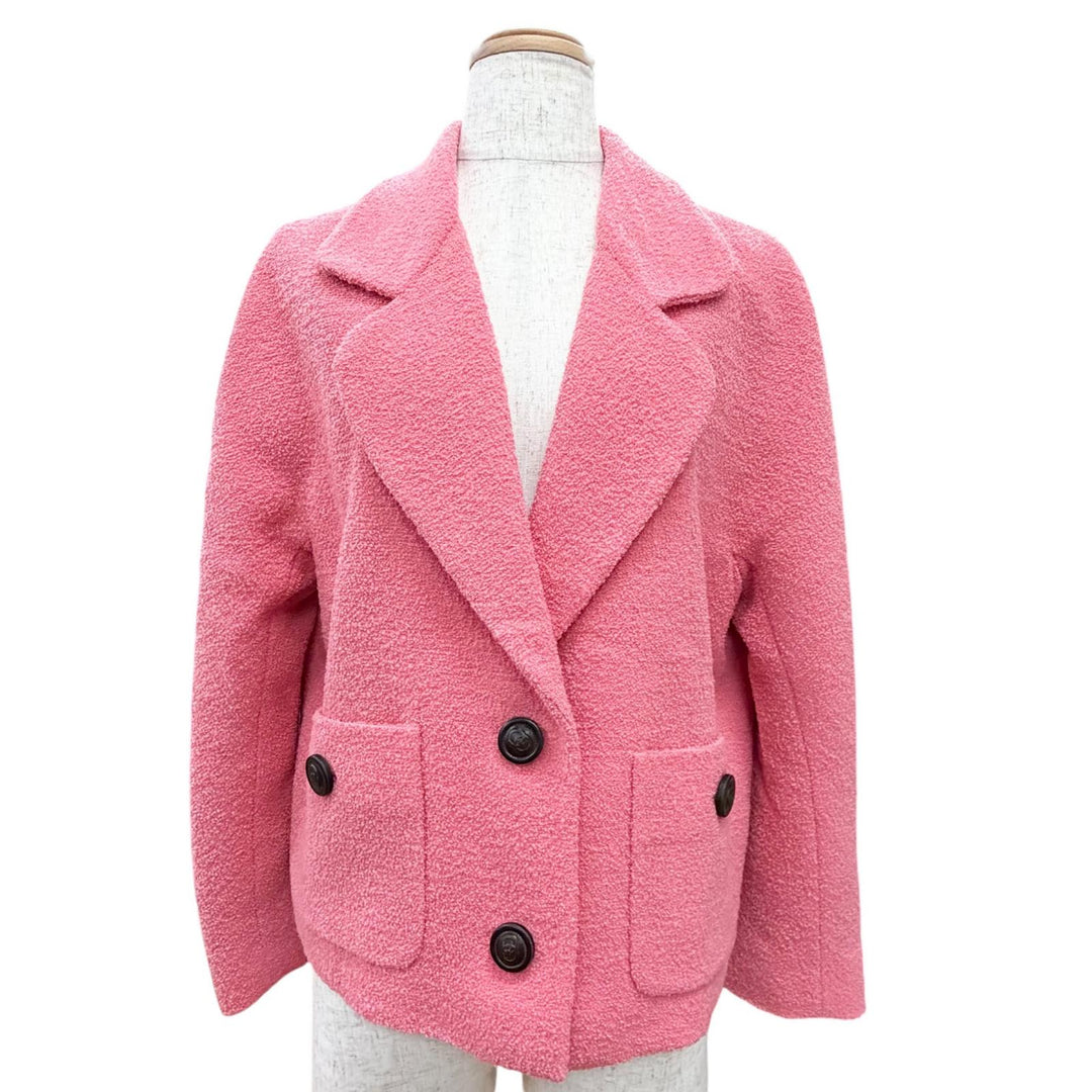 極美品△GUCCI グッチ 619267 ZAD82 ウール インターロッキングGボタン ショート ジャケット ピンク 36 イタリア製 正規品 レディース
