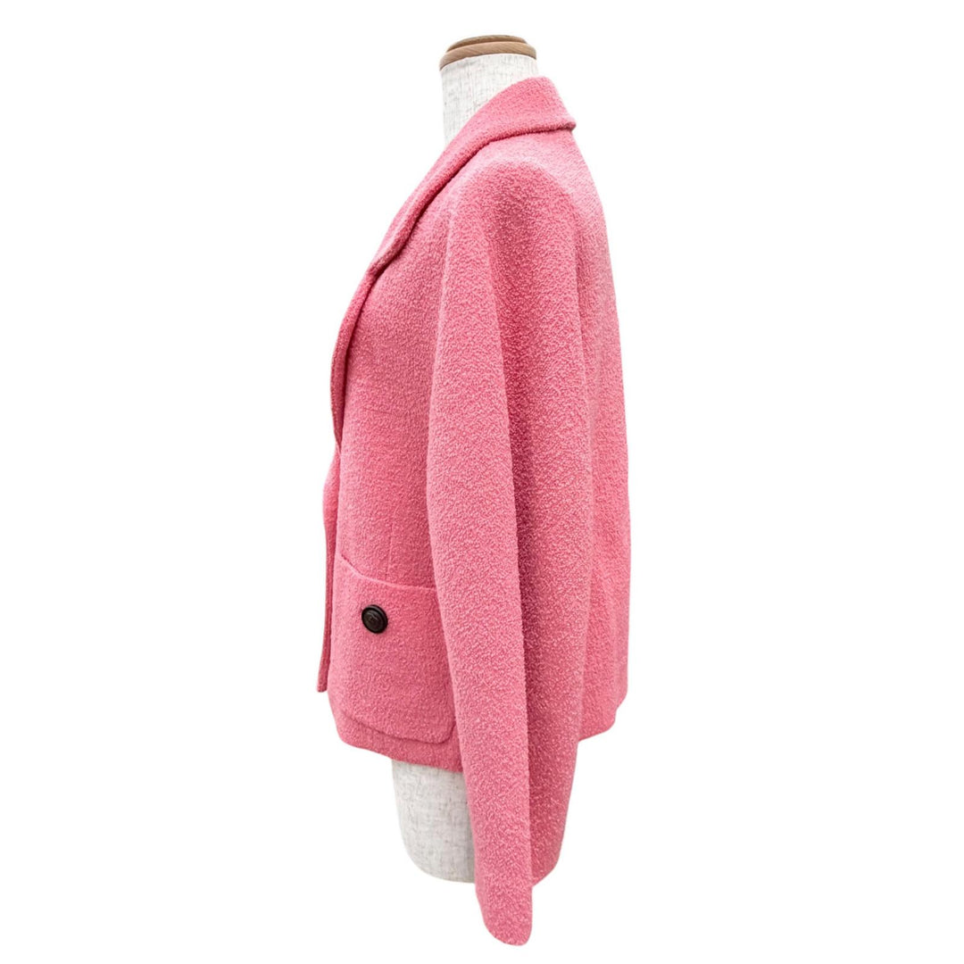 極美品△GUCCI グッチ 619267 ZAD82 ウール インターロッキングGボタン ショート ジャケット ピンク 36 イタリア製 正規品 レディース