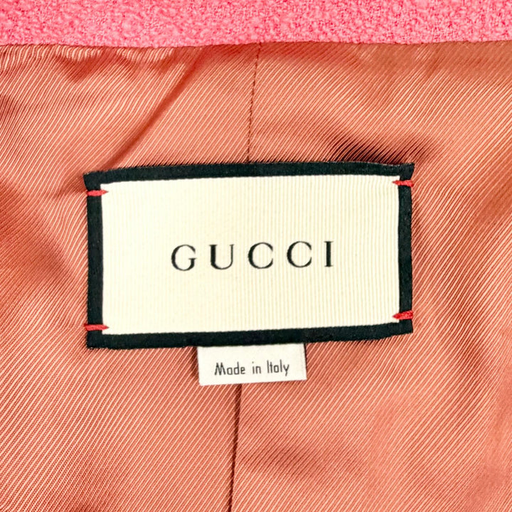 極美品△GUCCI グッチ 619267 ZAD82 ウール インターロッキングGボタン ショート ジャケット ピンク 36 イタリア製 正規品 レディース