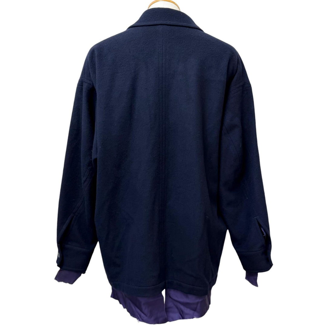 美品□sulvam サルバム OVER BLOUSON JACKET ウール80％ オーバーサイズ ブルゾンジャケット ダークネイビー パープル M 日本製 正規品