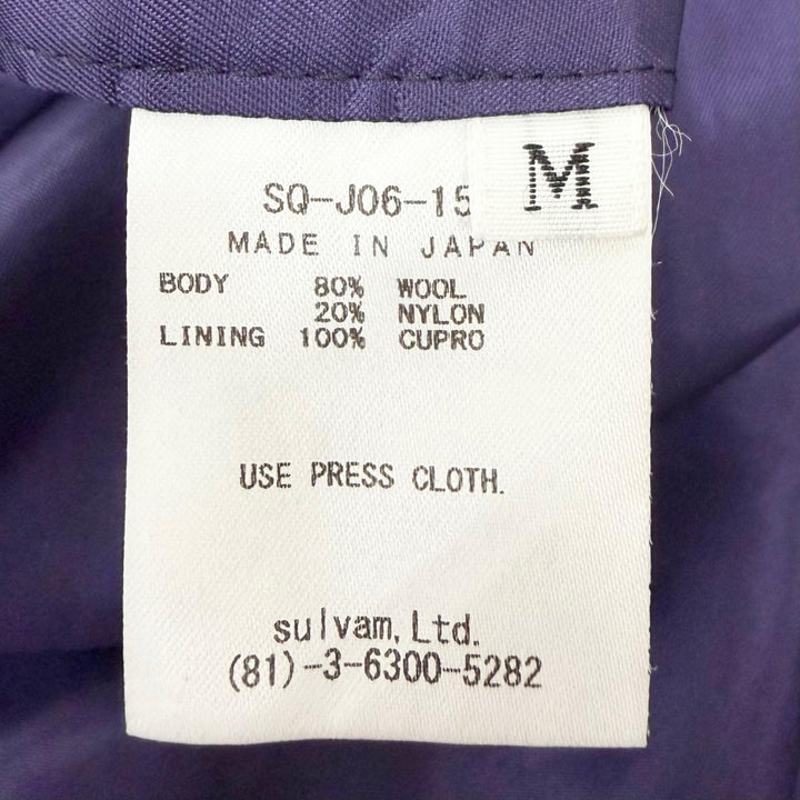 美品□sulvam サルバム OVER BLOUSON JACKET ウール80％ オーバーサイズ ブルゾンジャケット ダークネイビー パープル M 日本製 正規品