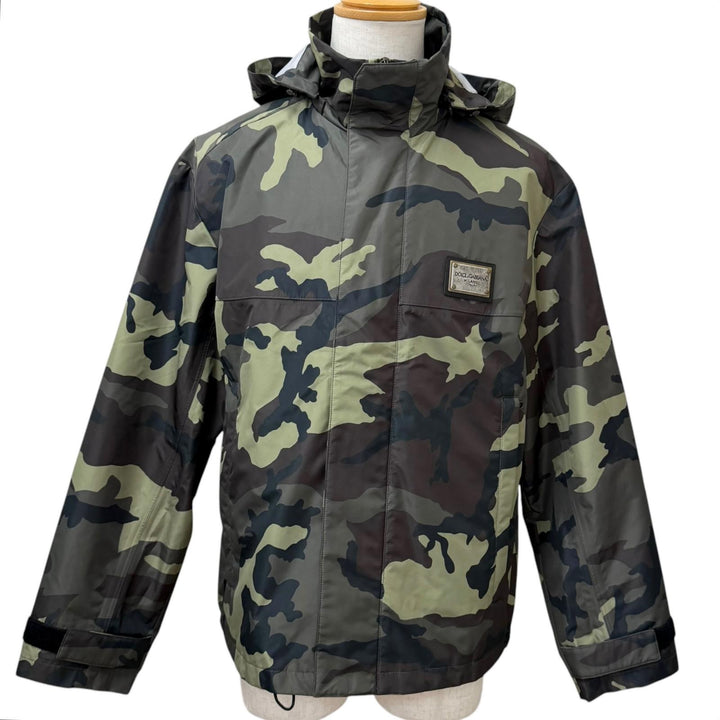 美品□DOLCE&amp;GABBANA ドルチェ＆ガッバーナ G9VE1T 黒タグ カモフラージュ柄 マウンテンパーカー カーキ 50 イタリア製 正規品 メンズ