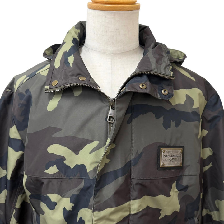 美品□DOLCE&amp;GABBANA ドルチェ＆ガッバーナ G9VE1T 黒タグ カモフラージュ柄 マウンテンパーカー カーキ 50 イタリア製 正規品 メンズ