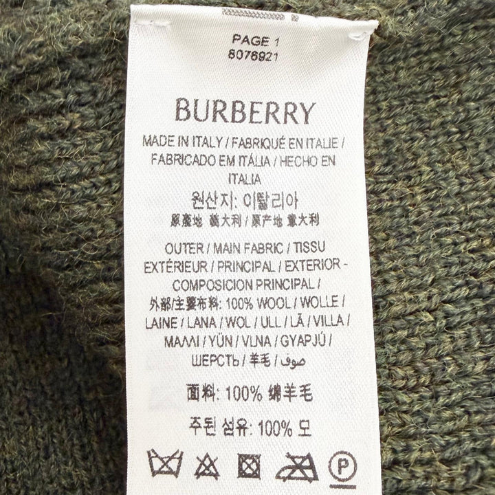 未使用品△BURBERRY バーバリー 80769211 ソリッドカラー ドローストリング ローズウールセーター ニット ミリタリーグリーン L 正規品