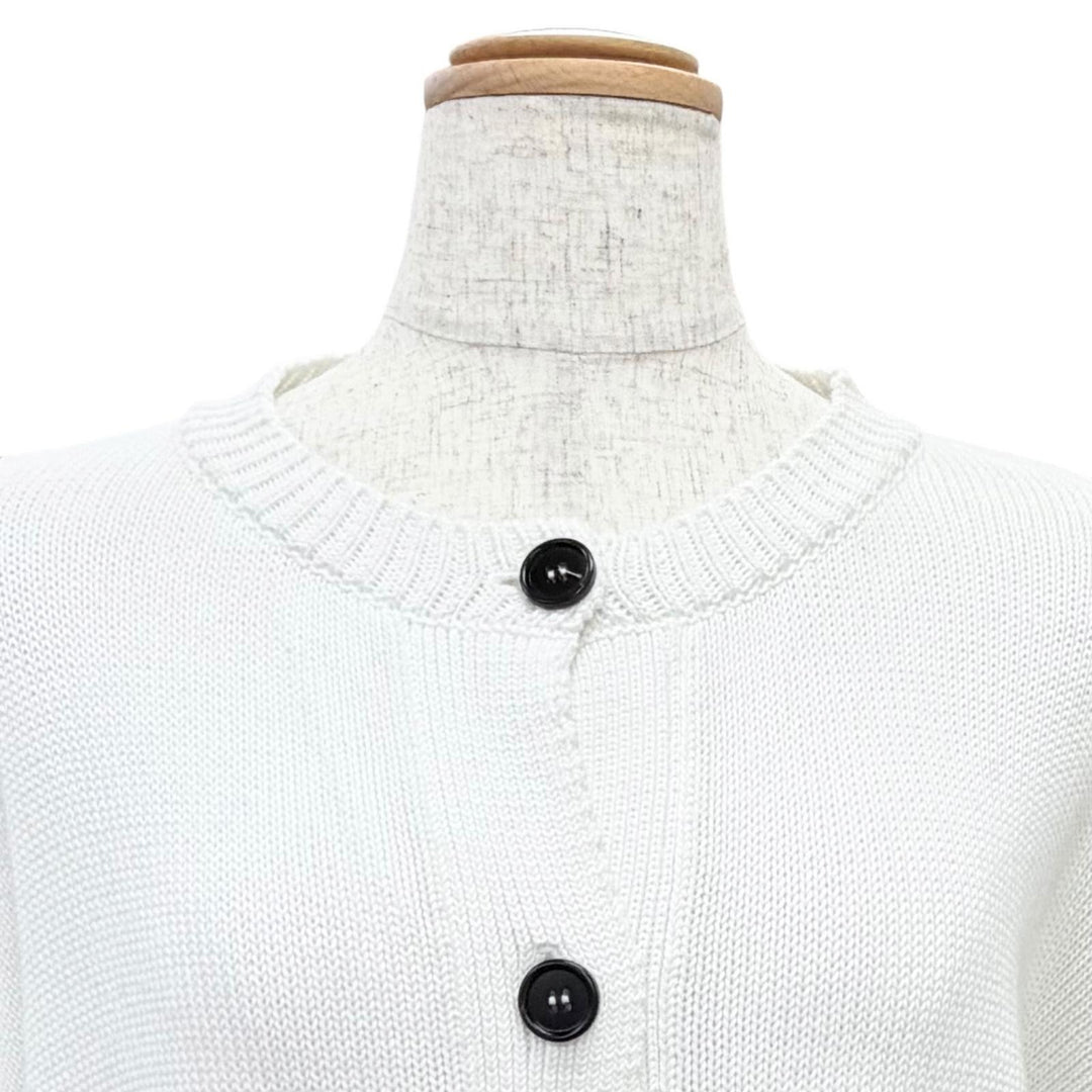 美品△MARNI マルニ 23SS CDMD0309Q0 コットン100% インターシャロゴ キモノスリーブ ニットカーディガン ホワイト 38 正規品 レディース