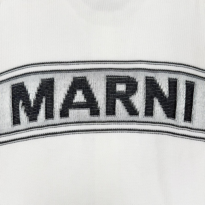 美品△MARNI マルニ 23SS CDMD0309Q0 コットン100% インターシャロゴ キモノスリーブ ニットカーディガン ホワイト 38 正規品 レディース
