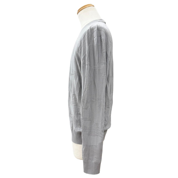 極美品▼HERMES エルメス H467080HA フラグモン エケストル アンテグラル ウール100% クルーネック ニット グレー L 伊製 正規品 メンズ