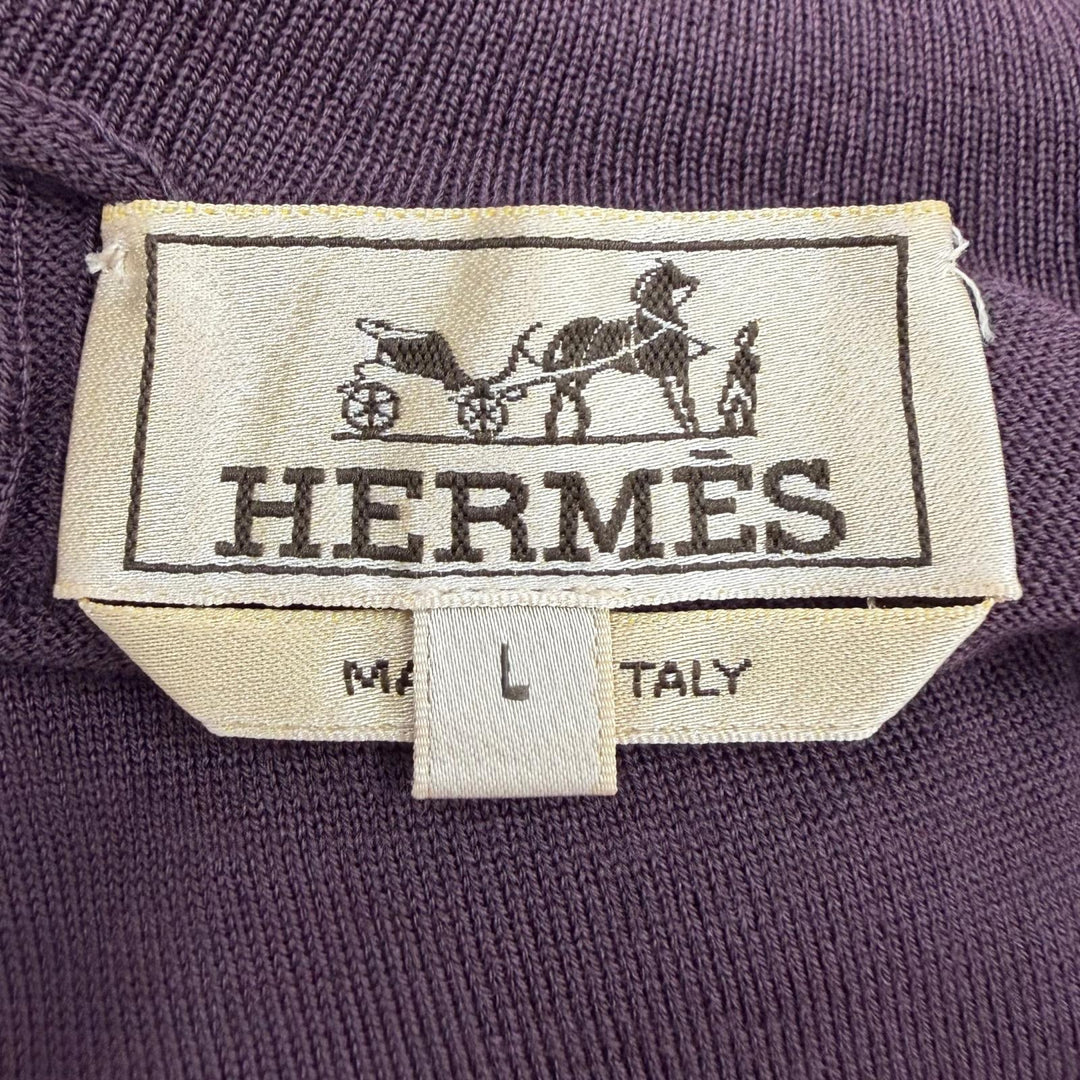 極美品▼HERMES エルメス フラグモン エケストル アンテグラル ウール100% タートルネック ニット ボルドー(パープル) L 正規品 メンズ