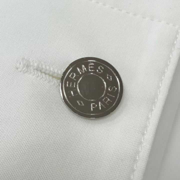 極美品□HERMES エルメス 24SS ボクシーフィット オンド コロレ セリエボタン 長袖シャツ ホワイト 39 フランス製 正規品 メンズ