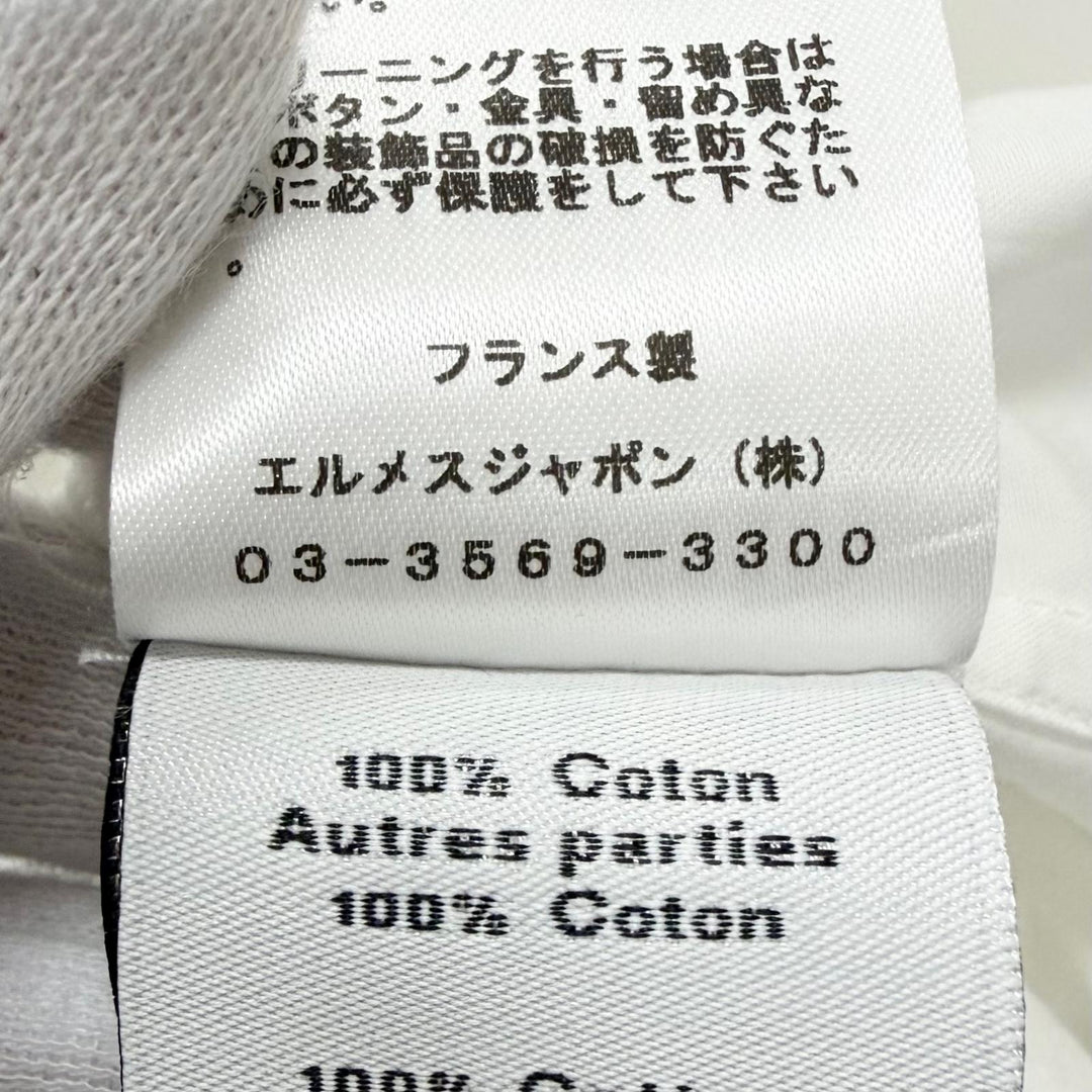 極美品□HERMES エルメス 24SS ボクシーフィット オンド コロレ セリエボタン 長袖シャツ ホワイト 39 フランス製 正規品 メンズ
