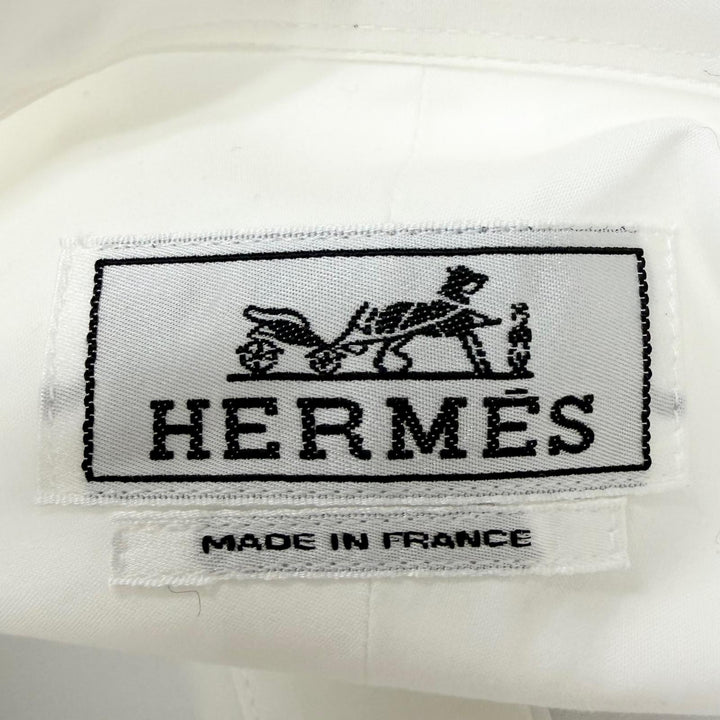 極美品□HERMES エルメス 24SS ボクシーフィット オンド コロレ セリエボタン 長袖シャツ ホワイト 39 フランス製 正規品 メンズ