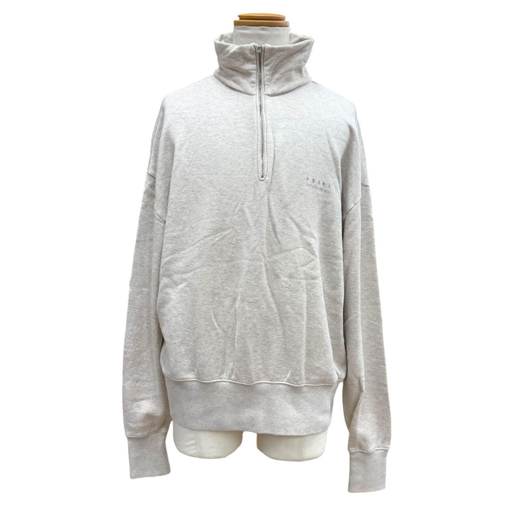 美品▼PRADA プラダ 25AW UJL39C コットン100% ロゴプリント ハーフジップ プルオーバー スウェット グレー XL 正規品 メンズ