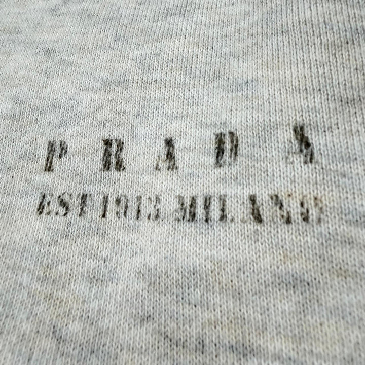 美品▼PRADA プラダ 25AW UJL39C コットン100% ロゴプリント ハーフジップ プルオーバー スウェット グレー XL 正規品 メンズ