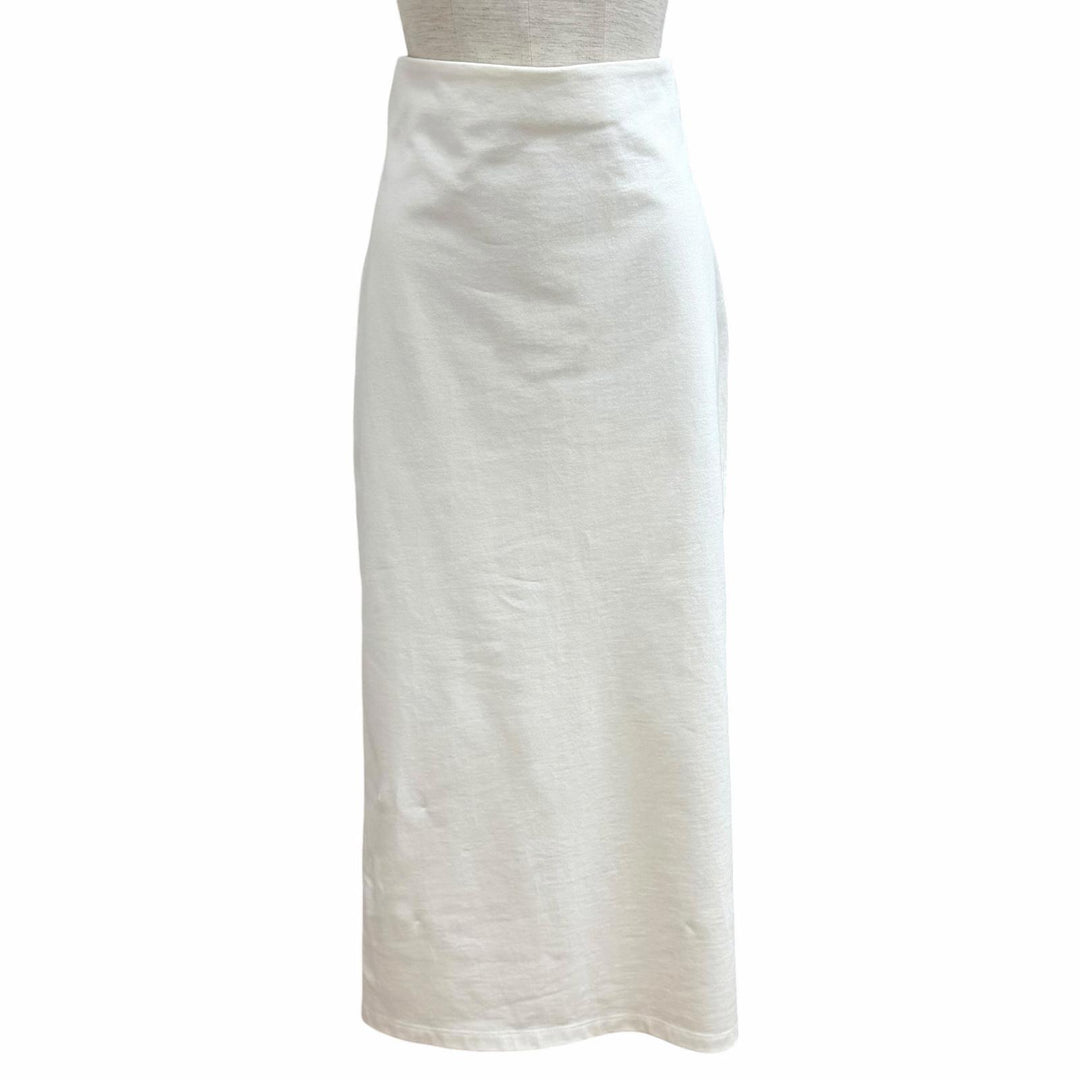 極美品★PRADA プラダ 2022年製 31123Z S231 10UP コットン100％ トライアングルロゴ バックスリット タイトスカート ホワイト 44 正規品