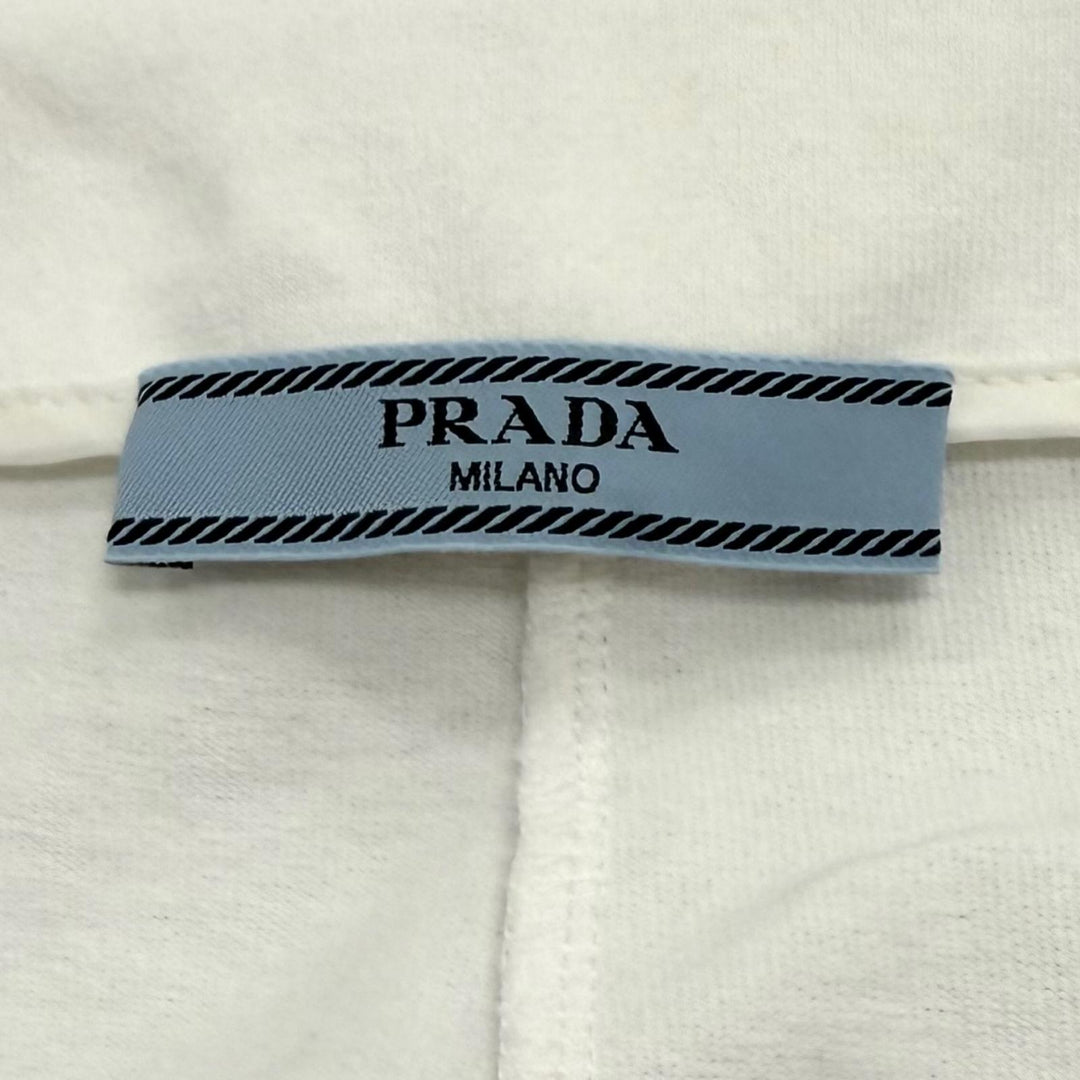極美品★PRADA プラダ 2022年製 31123Z S231 10UP コットン100％ トライアングルロゴ バックスリット タイトスカート ホワイト 44 正規品