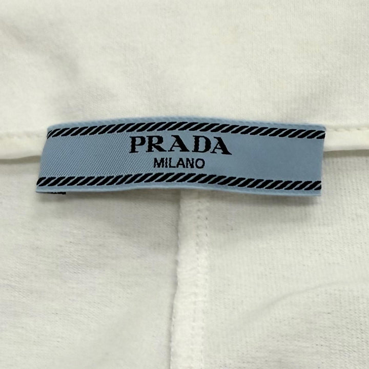 極美品★PRADA プラダ 2022年製 31123Z S231 10UP コットン100％ トライアングルロゴ バックスリット タイトスカート ホワイト 44 正規品