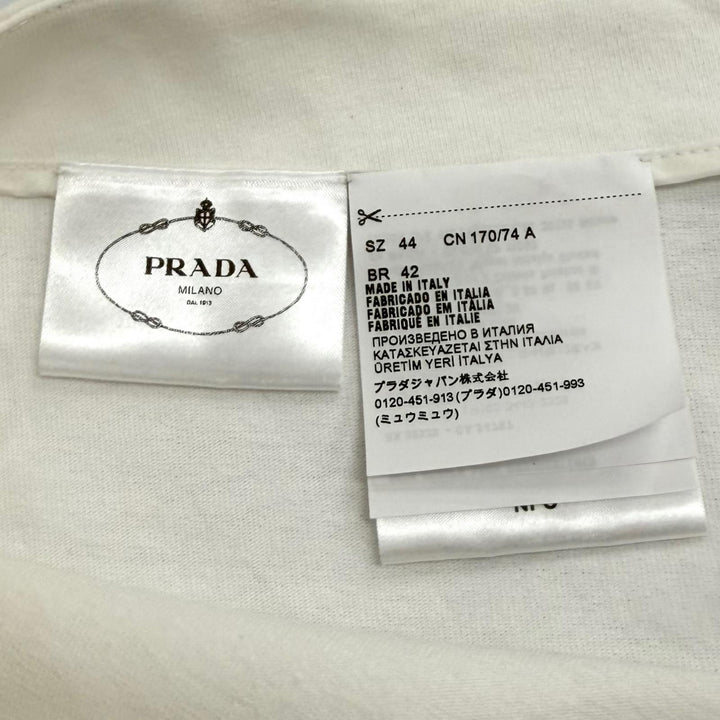 極美品★PRADA プラダ 2022年製 31123Z S231 10UP コットン100％ トライアングルロゴ バックスリット タイトスカート ホワイト 44 正規品