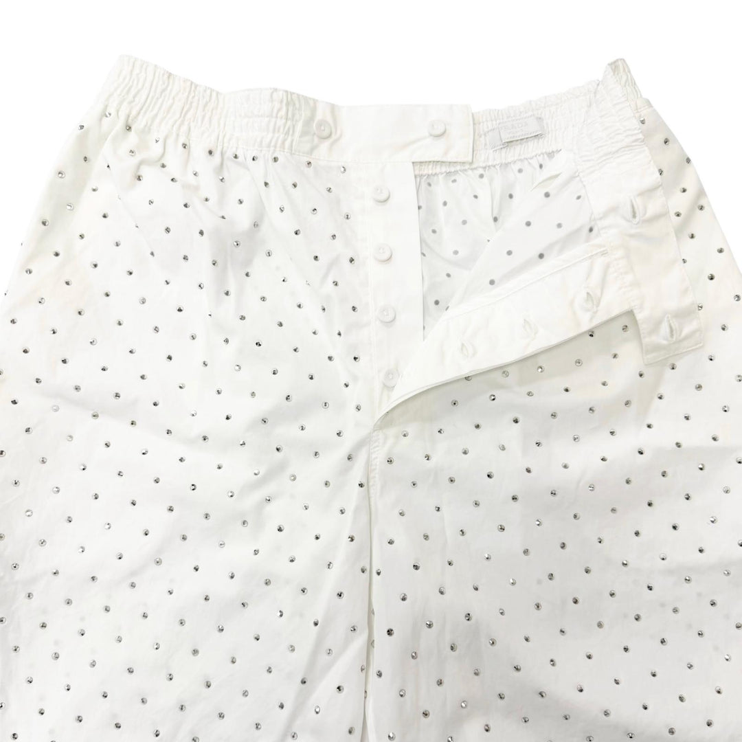 極美品□PRADA プラダ SPH189 S221 1LZC スタッズ トライアングルロゴ ストレッチ ショートパンツ ホワイト S イタリア製 正規品 メンズ