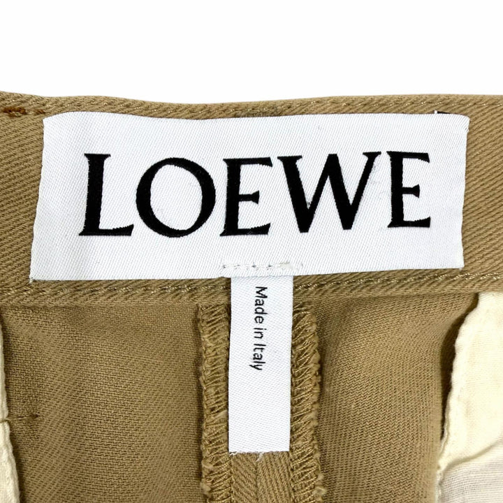 【ドンドン見直し】美品□LOEWE ロエベ H2182870IB アンクル丈 レザーパッチ フィッシャーマンパンツ チノパンツ 44 イタリア製 正規品
