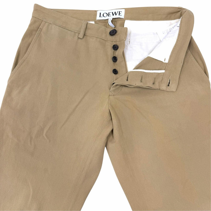 【ドンドン見直し】美品□LOEWE ロエベ H2182870IB アンクル丈 レザーパッチ フィッシャーマンパンツ チノパンツ 44 イタリア製 正規品