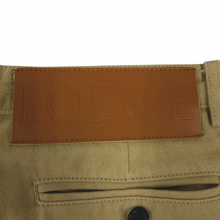 【ドンドン見直し】美品□LOEWE ロエベ H2182870IB アンクル丈 レザーパッチ フィッシャーマンパンツ チノパンツ 44 イタリア製 正規品