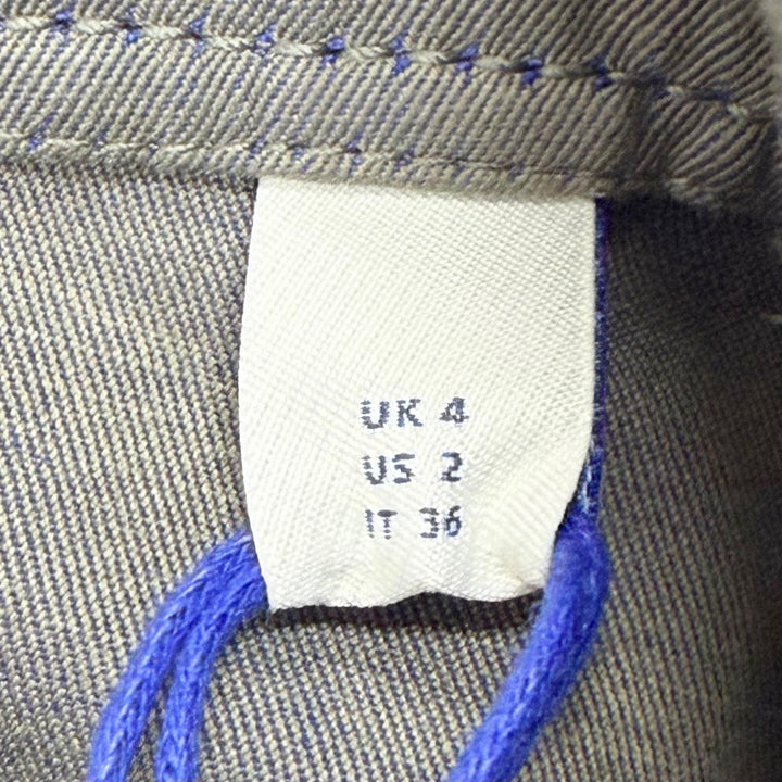 未使用品△BURBERRY バーバリー 8086911 コットン リネン ベルト付き ハイネック ノースリーブ ワンピース 玉虫色 36 正規品 レディース