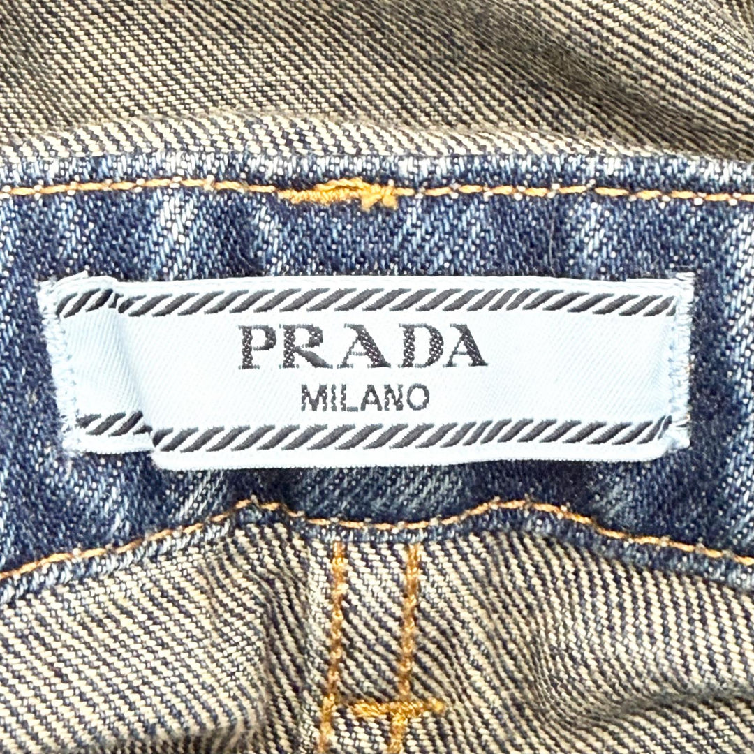 極美品△PRADA プラダ 25SS GFZ017 トライアングルロゴプレート ベルト付き デニム ジャンプスーツ オールインワン ツナギ 36 正規品