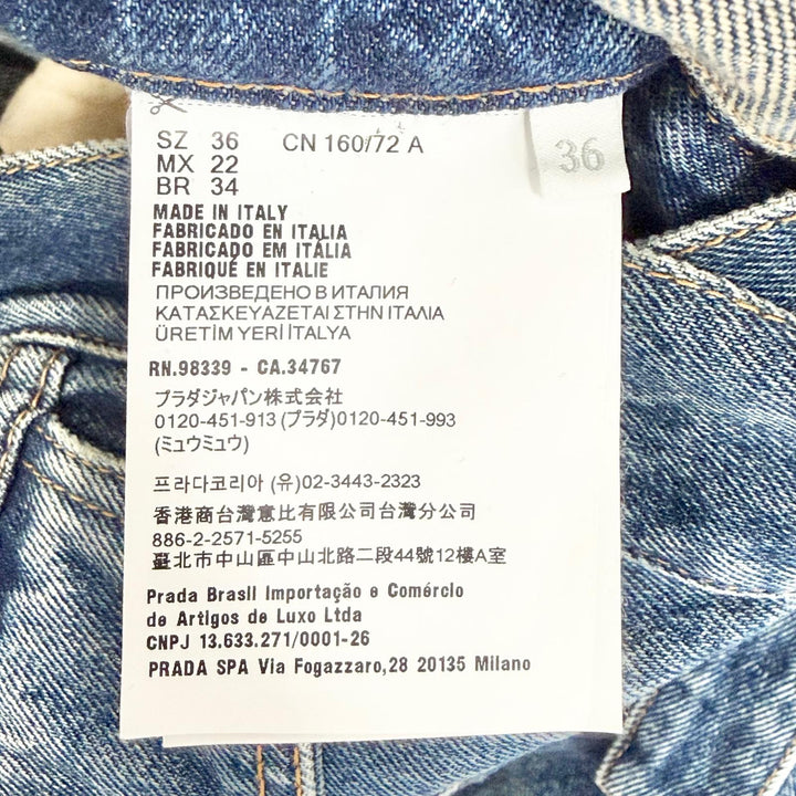 極美品△PRADA プラダ 25SS GFZ017 トライアングルロゴプレート ベルト付き デニム ジャンプスーツ オールインワン ツナギ 36 正規品