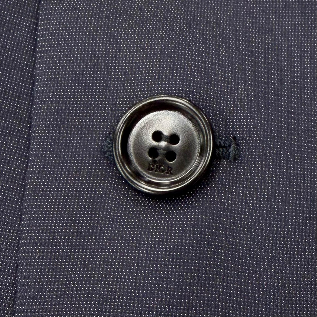 極美品▼DIOR ディオール オム 633C720A5084 ウール シルク ロゴ入りボタン シングルジャケット テーラード ネイビー 48 正規品 メンズ