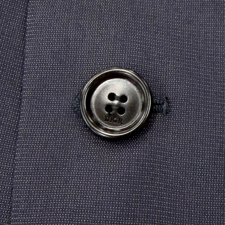 極美品▼DIOR ディオール オム 633C720A5084 ウール シルク ロゴ入りボタン シングルジャケット テーラード ネイビー 48 正規品 メンズ