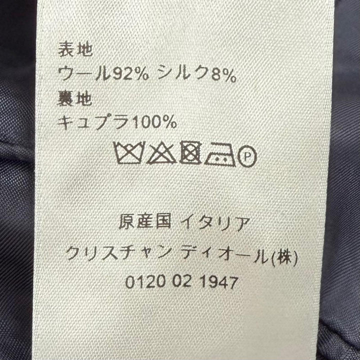 極美品▼DIOR ディオール オム 633C720A5084 ウール シルク ロゴ入りボタン シングルジャケット テーラード ネイビー 48 正規品 メンズ