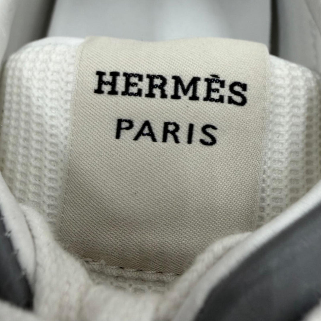 極美品▼HERMES エルメス 232870Z Escape エスケープ レザー切替 ローカットスニーカー ホワイト グレー 41 イタリア製 メンズ 保存袋付