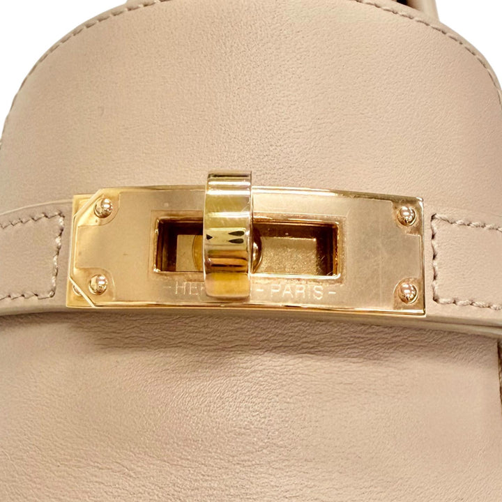 未使用品△HERMES エルメス 231017Z GAME ゲーム ゴールド金具 ケリーバックル レザーシューズ スリッポン ピンクベージュ 37 伊製 袋付