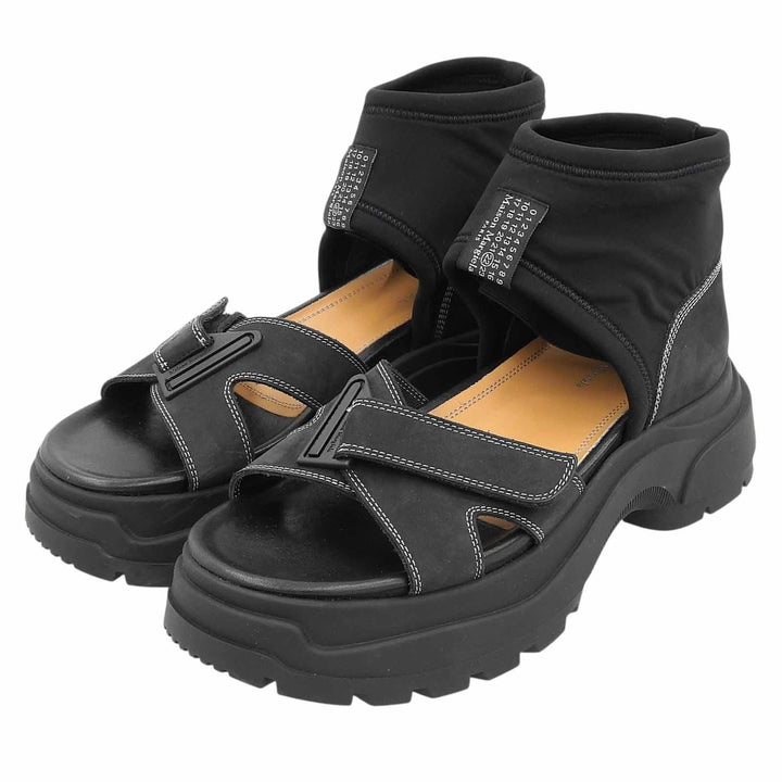 美品▲Maison Margiela 22 メゾンマルジェラ22 タッチストラップ サンダル スウェードレザー サンダル ブラック 39 伊製 メンズ 保存袋付