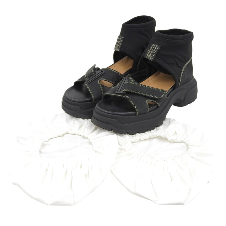 美品▲Maison Margiela 22 メゾンマルジェラ22 タッチストラップ サンダル スウェードレザー サンダル ブラック 39 伊製 メンズ 保存袋付