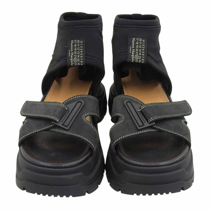 美品▲Maison Margiela 22 メゾンマルジェラ22 タッチストラップ サンダル スウェードレザー サンダル ブラック 39 伊製 メンズ 保存袋付