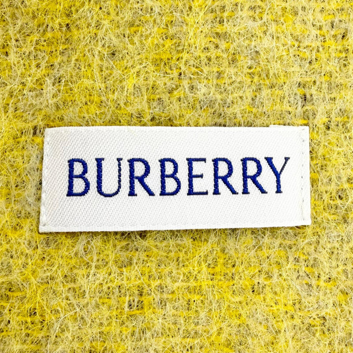 未使用品△BURBERRY バーバリー 8076563 アルパカ モヘア ロゴ フリンジ 大判 マフラー ショール ベージュ イエロー 210×50cm 正規品