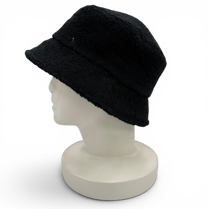 美品☆CHANEL シャネル 21C ココマーク パイル地ハット バケットハット 帽子 ブラック ブラック金具 M 正規品 レディース